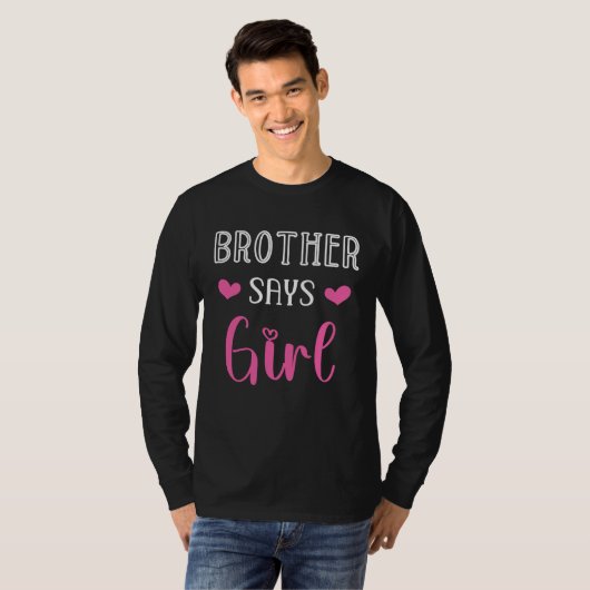 brother says girl gender reveal party matching fam t-shirt (Voorkant volledig)