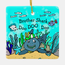 Brother Shark Family Kerstversiering Keramisch Ornament