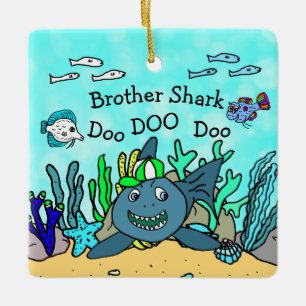 Brother Shark Family Kerstversiering Keramisch Ornament
