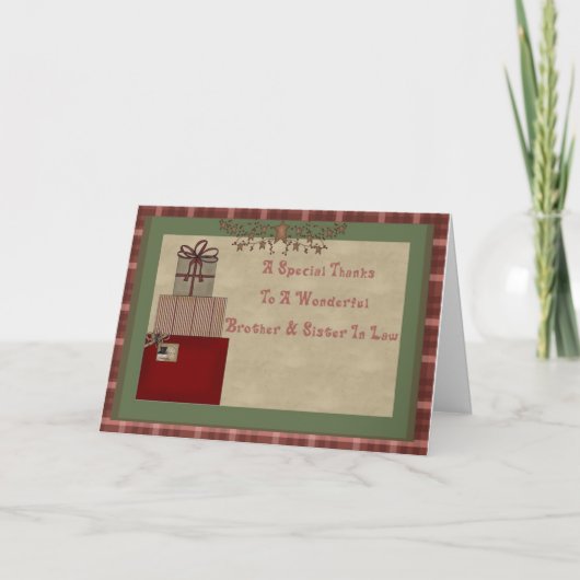 Brother & Sister In Law Kerstcadeau Dank u Bedankkaart (Voorkant)