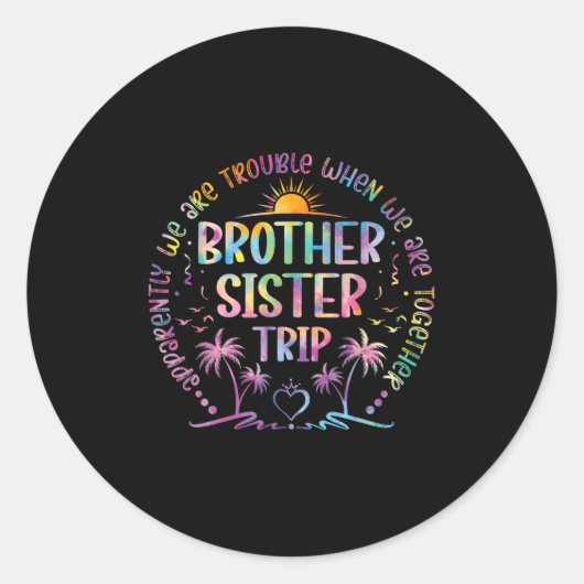 Brother Sister Matching Tie Dye Brother And Sister Ronde Sticker (Voorkant)