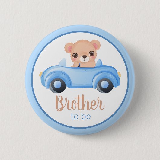 Brother To Be Bear Boy Baby Shower Button (Voorkant)