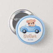 Brother To Be Bear Boy Baby Shower Button (Voorkant /achterkant)