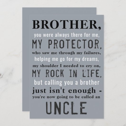 Brother-to-oom zwangerschapsaankondiging aankondiging (Voorkant / Achterkant)