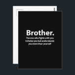 Brother typografie Brother Briefkaart<br><div class="desc">Brother Typography Brother Briefkaart origineel ontwerp van Nisha Prabhu. Verspreid liefde en goede vibes met ons charmante Brother Typography-Briefkaart! Dit opvallende ontwerp combineert moderne esthetiek met een oprechte gevoel,  waardoor het de ideale souvenir is voor verjaardagen,  feestdagen of gewoon om te zeggen: "Ik denk aan jou!</div>