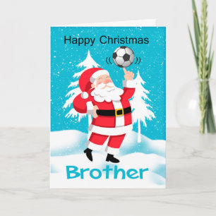 Brother Voetbal / Football Kerst Wenskaart Feestdagen Kaart