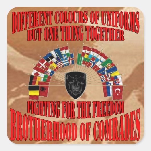 Brotherhood of Military Comrades Vierkante Sticker (Voorkant)