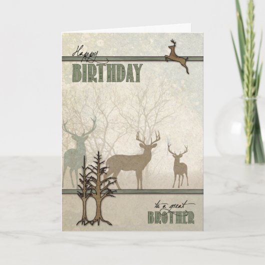 Brother's Birthday Deer in the Woods Kaart (Voorkant)