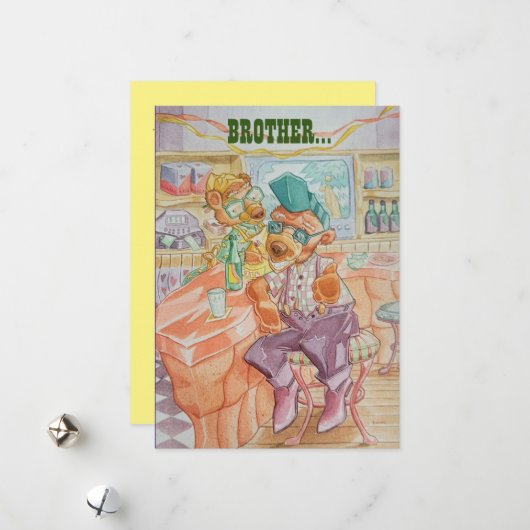 Brothers Birthday Greetings Card Feestdagenkaart (Voorkant / Achterkant in situ)