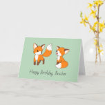 Brothers Birthday - Little Foxes Kaart<br><div class="desc">Een paar schattige cartoon vossen met grote oren en staarten.</div>