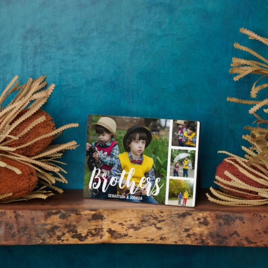 Brothers Gepersonaliseerd Foto Collage Plaque Fotoplaat (Zijkant)