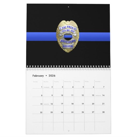 Brothers Keeper Badge Thin Blue Line Calendar Kalender (Feb 2026)