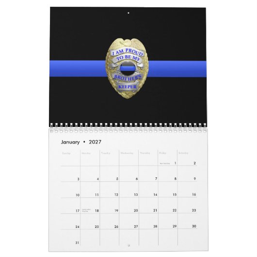 Brothers Keeper Badge Thin Blue Line Calendar Kalender (Jan 2027)