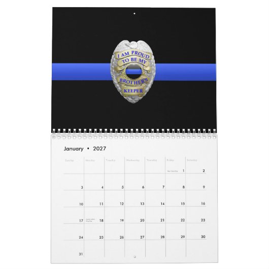 Brothers Keeper Badge Thin Blue Line Calendar Kalender (Jan 2027)