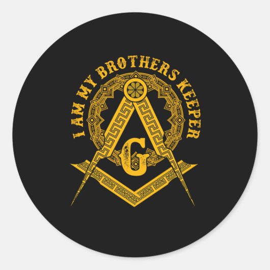 Brothers Keeper Illuminati Symbol Masonic Conspira Ronde Sticker (Voorkant)