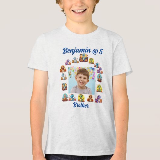 Brother's T shirt Kids Verjaardag Dinosaurus Thema (Voorkant)
