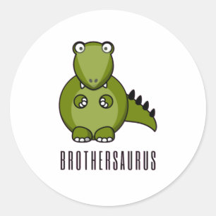 Brothersaurus, grote broer, dinosaurus, grote broe ronde sticker