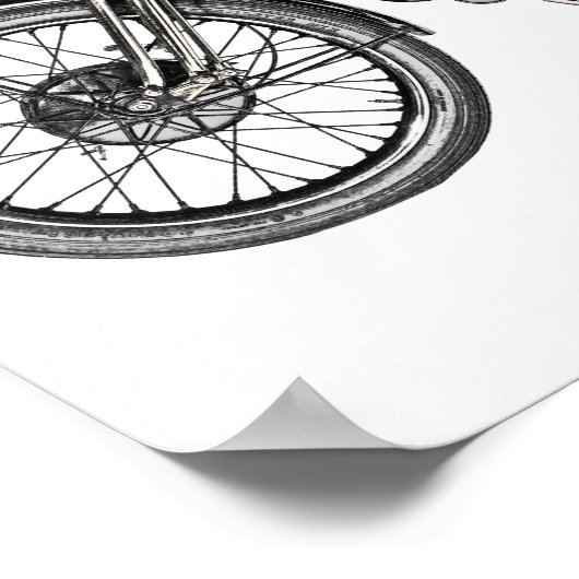  Brough Superior Motorcycle Pencil Tekening Poster (Hoek)