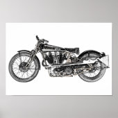  Brough Superior Motorcycle Pencil Tekening Poster (Voorkant)