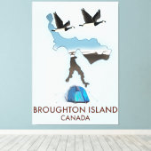 Broughton eiland Canada Reis kaart Canvas Afdruk (Insitu (Houten vloer))