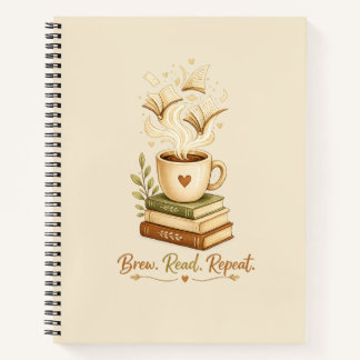 Brouw. Lees. Herhaal. | Cozy Coffee & Book notitie Notitieboek