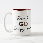 Brouw om te gaan energie stroom citaat twee getint tweekleurige koffiemok (Links)