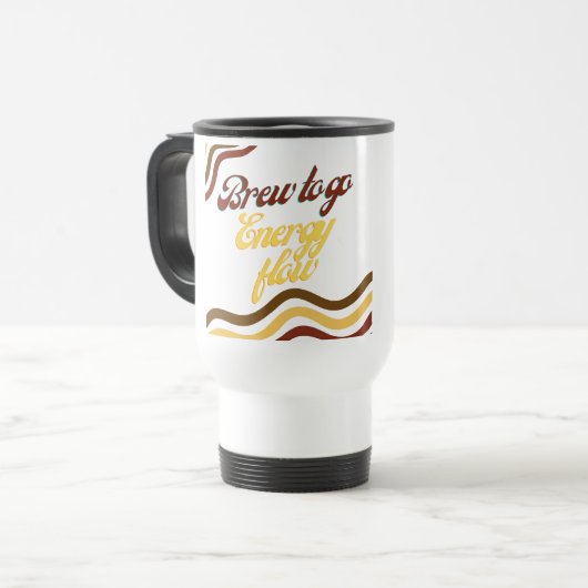 Brouw om te gaan energie stroom witte reis mok (Voorkant links)