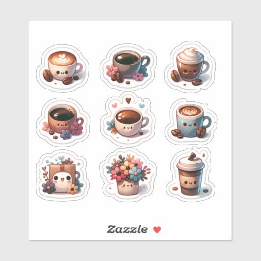 "Brouw-tiful koffiekopjes set" Sticker (Vel)
