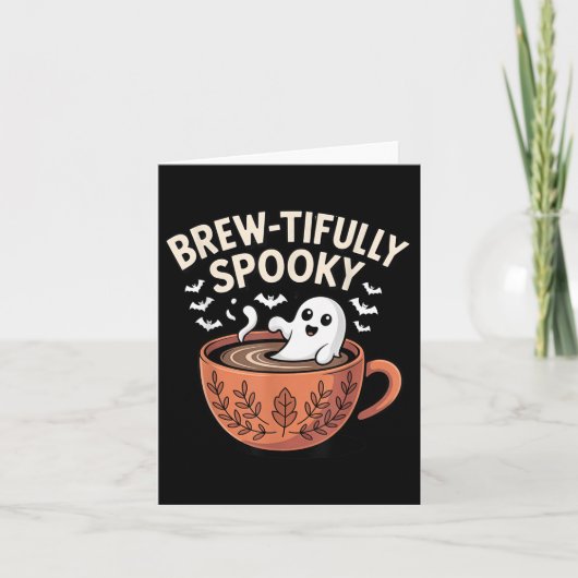 Brouw-vol spookachtige koffie Halloween Kaart (Voorkant)