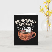 Brouw-vol spookachtige koffie Halloween Kaart (Gele Bloem)
