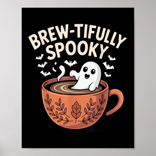 Brouw-vol spookachtige koffie Halloween Poster (Voorkant)