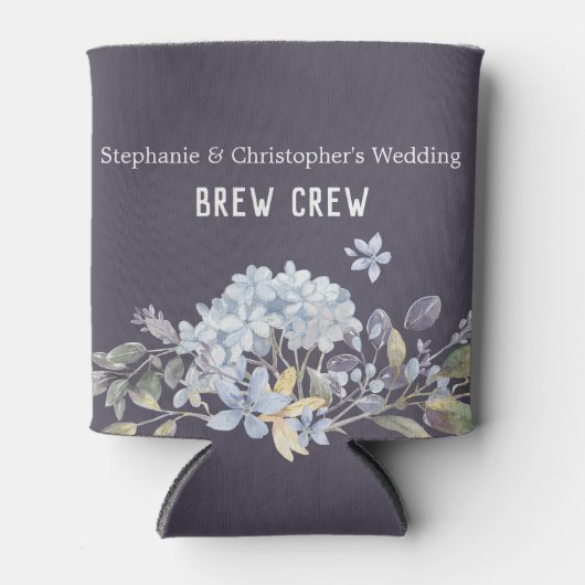 Brouwbemanning Dusty Blue Floral Wedding Blikjeskoeler (Voorkant)