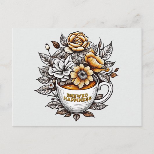 Brouwd Geluk Koffie Bloemen Briefkaart (Voorkant)