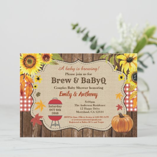 Brouwe en BabyQ-uitnodiging: bijtende bierparen Kaart (Staand voorkant)