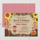 Brouwe en BabyQ-uitnodiging: bijtende bierparen Kaart (Voorkant / Achterkant)