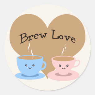 Brouwe liefde! Coffee Mugs Ronde Sticker