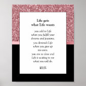 Brouwe zakenbeweging Roze Glitter Black Poster (Voorkant)