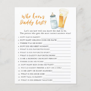 Brouwen baby shower - Game Wie kent papa het beste