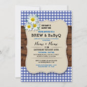 Brouwen en BABYQ Baby shower Blauw Hout Daisy Uitn Kaart (Voorkant)