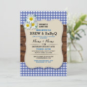 Brouwen en BABYQ Baby shower Blauw Hout Daisy Uitn Kaart (Staand voorkant)