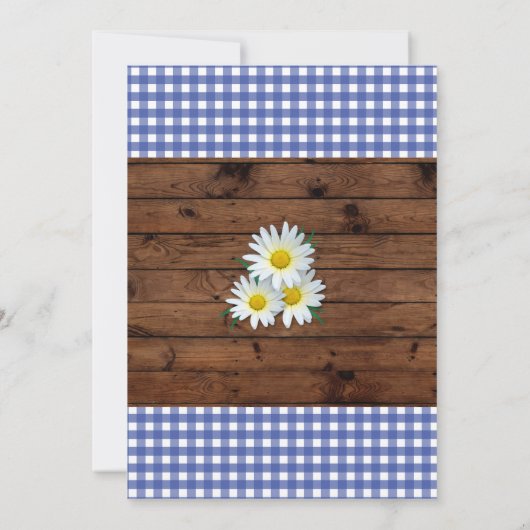 Brouwen en BABYQ Baby shower Blauw Hout Daisy Uitn Kaart (Achterkant)