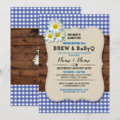 Brouwen en BABYQ Baby shower Blauw Hout Daisy Uitn Kaart (Voorkant / Achterkant)