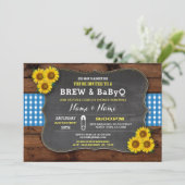 Brouwen en BABYQ Baby shower Blauwe Zonnebloem Kaart (Staand voorkant)
