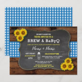 Brouwen en BABYQ Baby shower Blauwe Zonnebloem Kaart (Voorkant / Achterkant)