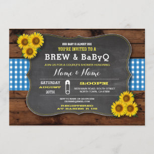 Brouwen en BABYQ Baby shower Blauwe Zonnebloem Kaart