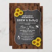Brouwen en BABYQ Baby shower Hout Zonnebloem Uitno Kaart (Voorkant / Achterkant)