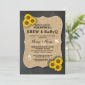 Brouwen en BABYQ Baby shower Krijt Zonnebloem Uitn Kaart (Staand voorkant)