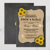 Brouwen en BABYQ Baby shower Krijt Zonnebloem Uitn Kaart (Voorkant / Achterkant)