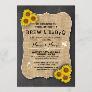 Brouwen en BABYQ Baby shower Krijt Zonnebloem Uitn Kaart