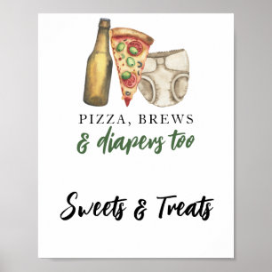 Brouwen en luiers - snoep en traktaties baby showe poster